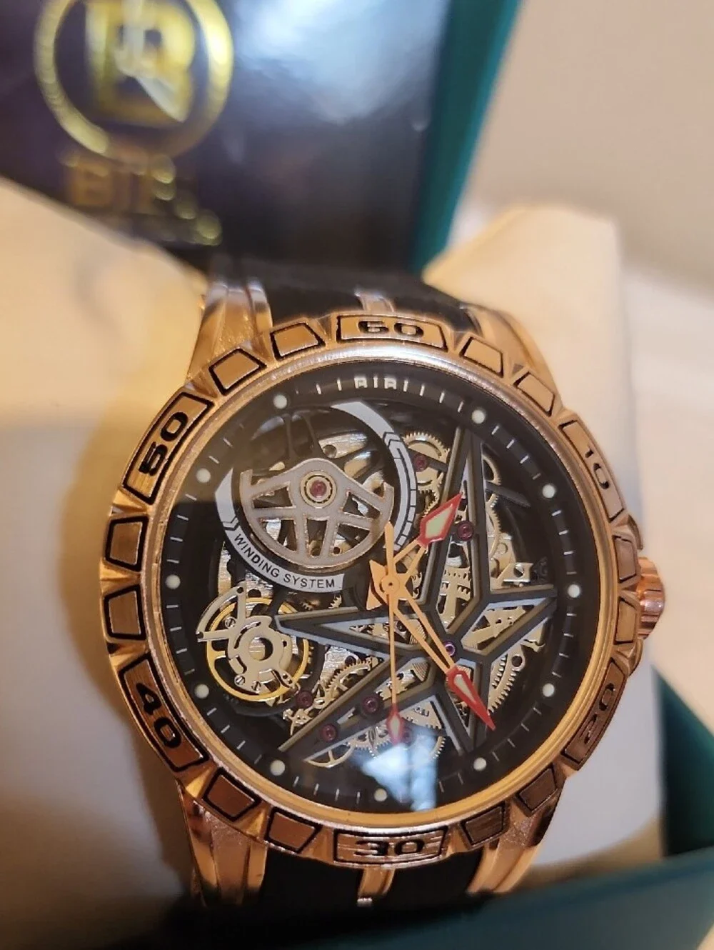 BiBi Rose Gold Case Watch with Black Strap